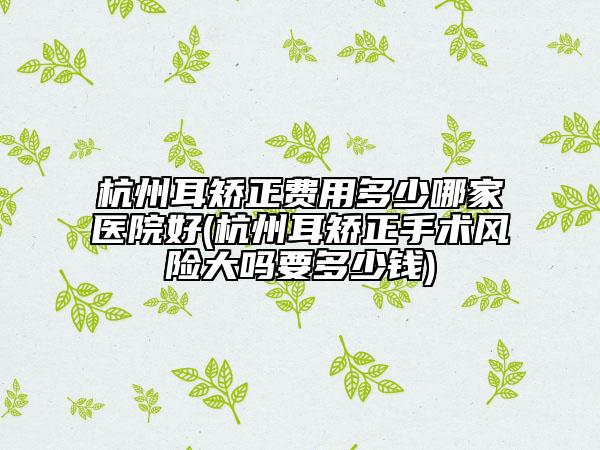 杭州耳矫正费用多少哪家医院好(杭州耳矫正手术风险大吗要多少钱)