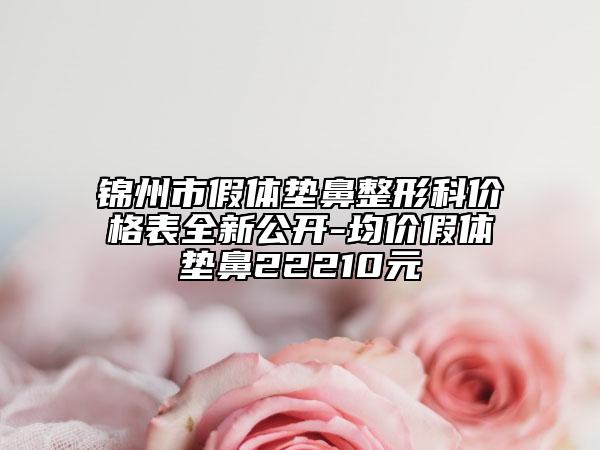 锦州市假体垫鼻整形科价格表全新公开-均价假体垫鼻22210元