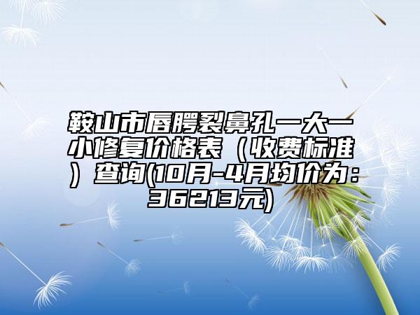 鞍山市唇腭裂鼻孔一大一小修复价格表（收费标准）查询(10月-4月均价为：36213元)