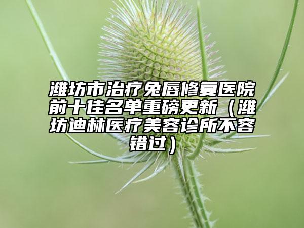 潍坊市治疗兔唇修复医院前十佳名单重磅更新（潍坊迪林医疗美容诊所不容错过）