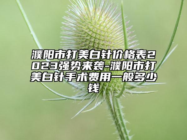 濮阳市打美白针价格表2023强势来袭-濮阳市打美白针手术费用一般多少钱