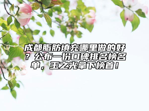 成都脂肪填充哪里做的好？公布一份口碑排名榜名单，玉之光拿下榜首！