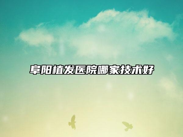 阜阳植发医院哪家技术好
