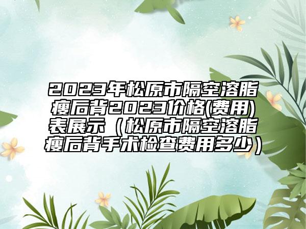 2023年松原市隔空溶脂瘦后背2023价格(费用)表展示（松原市隔空溶脂瘦后背手术检查费用多少）