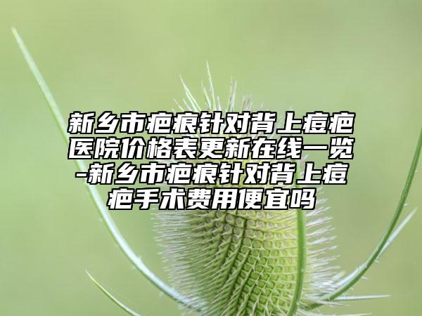 新乡市疤痕针对背上痘疤医院价格表更新在线一览-新乡市疤痕针对背上痘疤手术费用便宜吗