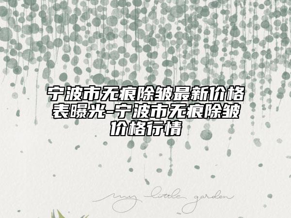 宁波市无痕除皱最新价格表曝光-宁波市无痕除皱价格行情