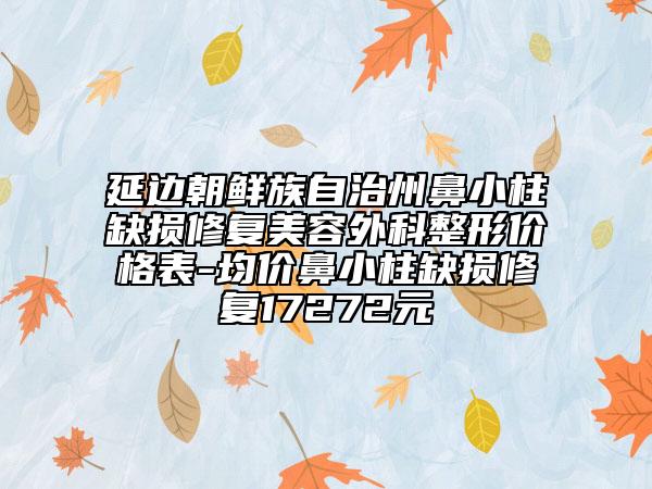延边朝鲜族自治州鼻小柱缺损修复美容外科整形价格表-均价鼻小柱缺损修复17272元