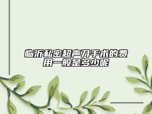 临沂私密超声刀手术的费用一般是多少呢
