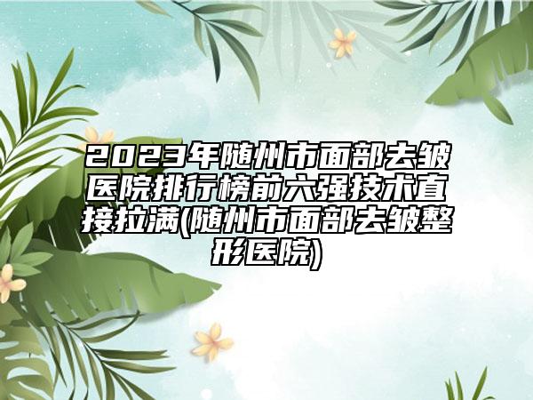 2023年随州市面部去皱医院排行榜前六强技术直接拉满(随州市面部去皱整形医院)