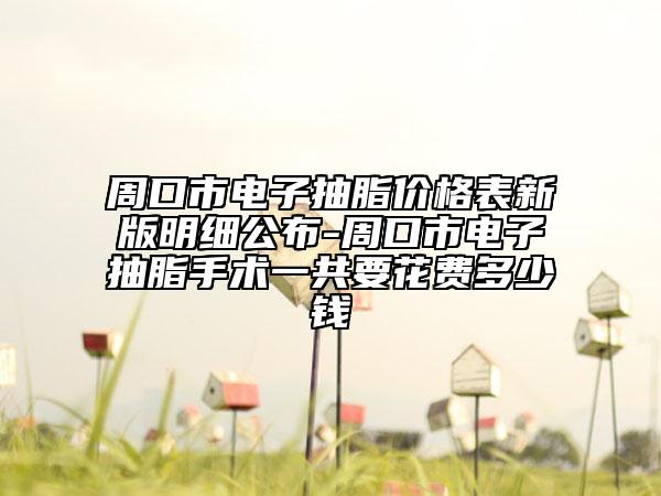 周口市电子抽脂价格表新版明细公布-周口市电子抽脂手术一共要花费多少钱