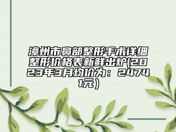 漳州市鼻部整形手术详细整形价格表新鲜出炉(2023年3月均价为：24741元）