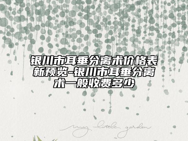 银川市耳垂分离术价格表新预览-银川市耳垂分离术一般收费多少