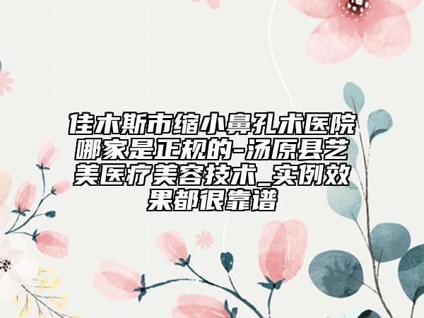 佳木斯市缩小鼻孔术医院哪家是正规的-汤原县艺美医疗美容技术_实例效果都很靠谱