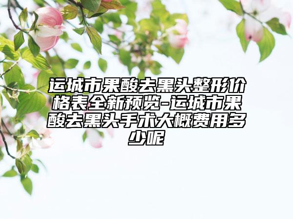 运城市果酸去黑头整形价格表全新预览-运城市果酸去黑头手术大概费用多少呢