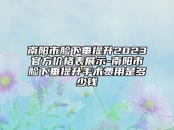 南阳市脸下垂提升2023官方价格表展示-南阳市脸下垂提升手术费用是多少钱