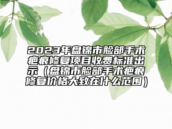 2023年盘锦市脸部手术疤痕修复项目收费标准出示（盘锦市脸部手术疤痕修复价格大致在什么范围）