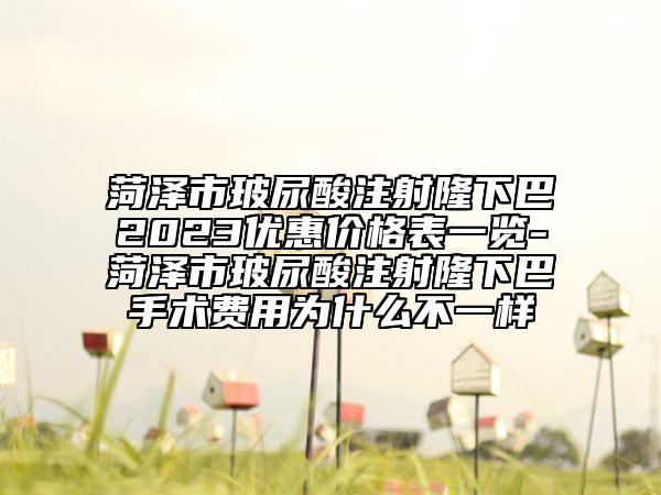 菏泽市玻尿酸注射隆下巴2023优惠价格表一览-菏泽市玻尿酸注射隆下巴手术费用为什么不一样