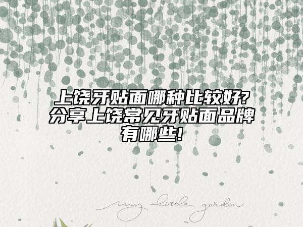 上饶牙贴面哪种比较好?分享上饶常见牙贴面品牌有哪些!