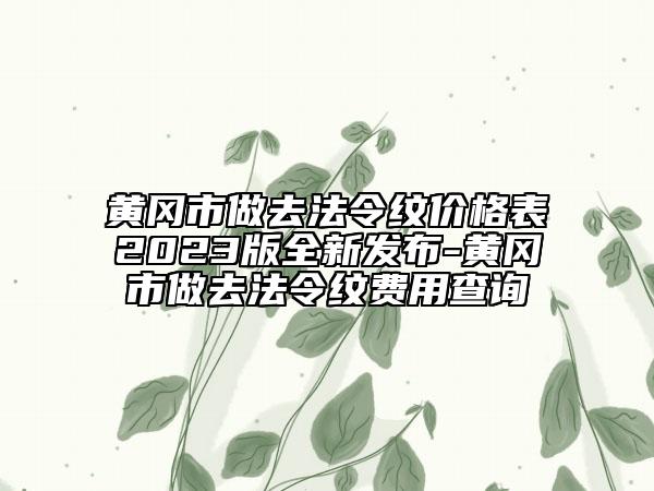 黄冈市做去法令纹价格表2023版全新发布-黄冈市做去法令纹费用查询
