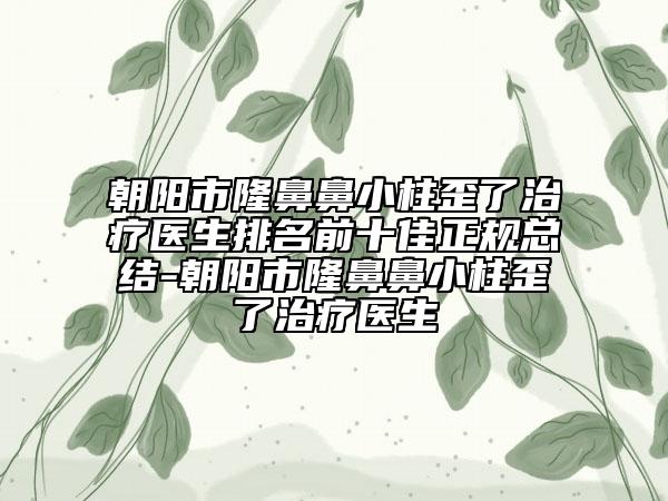 朝阳市隆鼻鼻小柱歪了治疗医生排名前十佳正规总结-朝阳市隆鼻鼻小柱歪了治疗医生