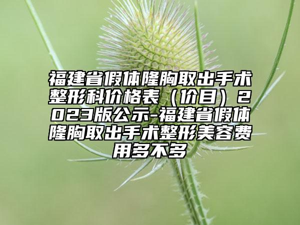 福建省假体隆胸取出手术整形科价格表（价目）2023版公示-福建省假体隆胸取出手术整形美容费用多不多