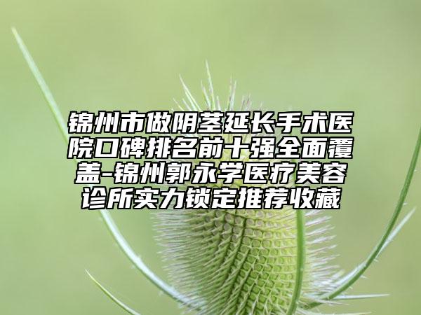 锦州市做阴茎延长手术医院口碑排名前十强全面覆盖-锦州郭永学医疗美容诊所实力锁定推荐收藏
