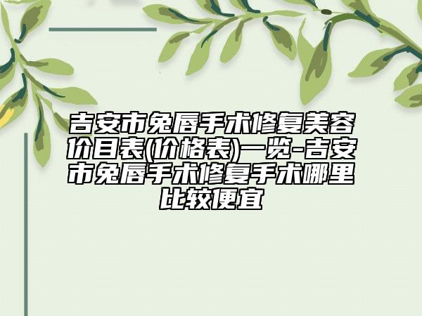 吉安市兔唇手术修复美容价目表(价格表)一览-吉安市兔唇手术修复手术哪里比较便宜