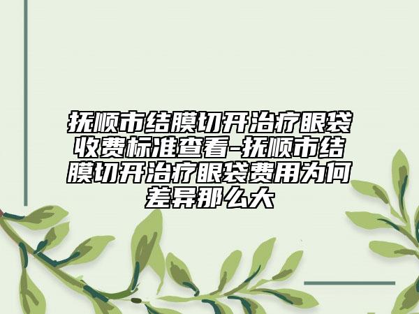 抚顺市结膜切开治疗眼袋收费标准查看-抚顺市结膜切开治疗眼袋费用为何差异那么大