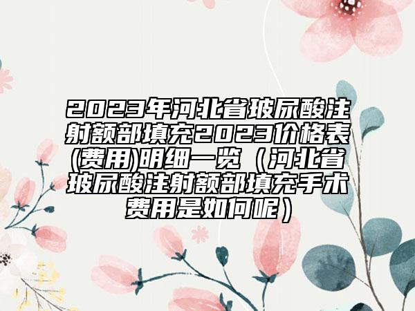 2023年河北省玻尿酸注射额部填充2023价格表(费用)明细一览（河北省玻尿酸注射额部填充手术费用是如何呢）