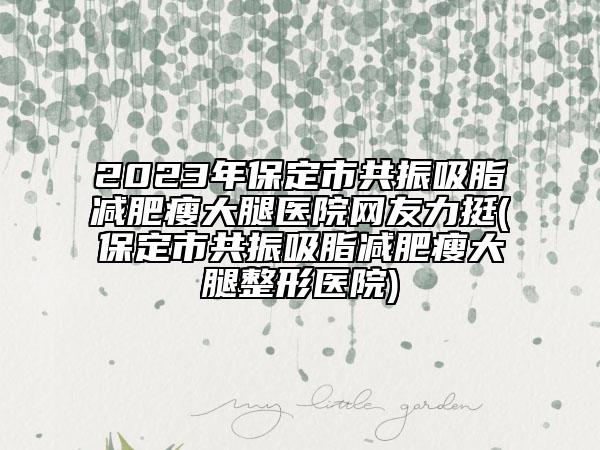 2023年保定市共振吸脂减肥瘦大腿医院网友力挺(保定市共振吸脂减肥瘦大腿整形医院)