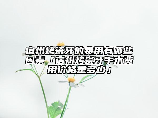宿州烤瓷牙的费用有哪些因素「宿州烤瓷牙手术费用价格是多少」
