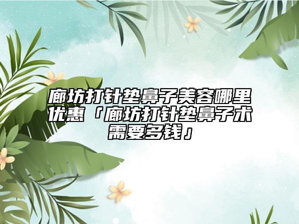 廊坊打针垫鼻子美容哪里优惠「廊坊打针垫鼻子术需要多钱」
