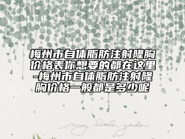 梅州市自体脂肪注射隆胸价格表你想要的都在这里-梅州市自体脂肪注射隆胸价格一般都是多少呢