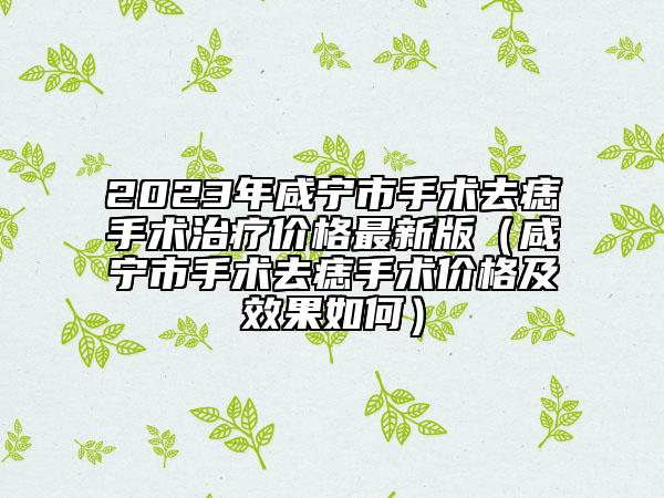 2023年咸宁市手术去痣手术治疗价格最新版（咸宁市手术去痣手术价格及效果如何）