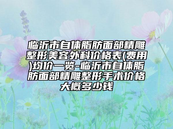 临沂市自体脂肪面部精雕整形美容外科价格表(费用)均价一览-临沂市自体脂肪面部精雕整形手术价格大概多少钱