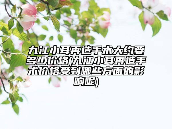 九江小耳再造手术大约要多少价格(九江小耳再造手术价格受到哪些方面的影响呢)