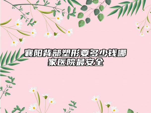 襄阳背部塑形要多少钱哪家医院最安全