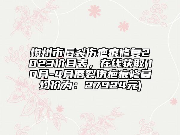 梅州市唇裂伤疤痕修复2023价目表，在线获取(10月-4月唇裂伤疤痕修复均价为：27924元)