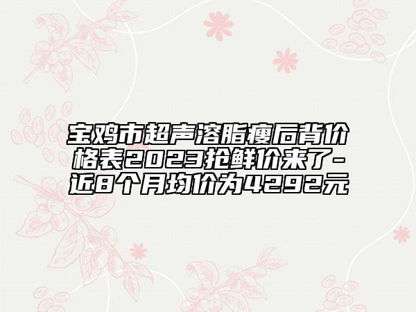 宝鸡市超声溶脂瘦后背价格表2023抢鲜价来了-近8个月均价为4292元