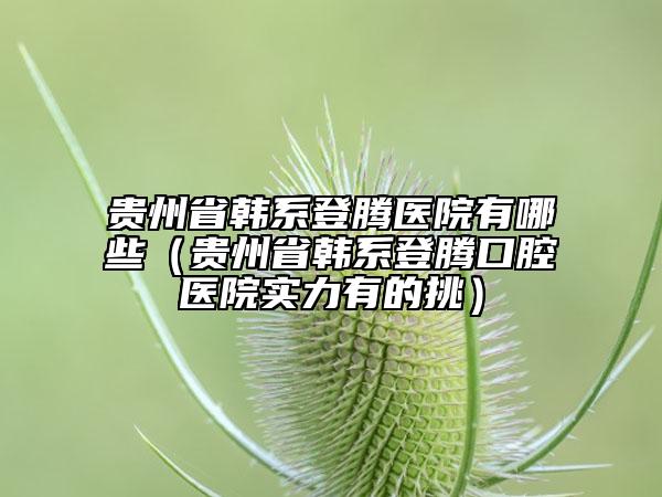 贵州省韩系登腾医院有哪些（贵州省韩系登腾口腔医院实力有的挑）