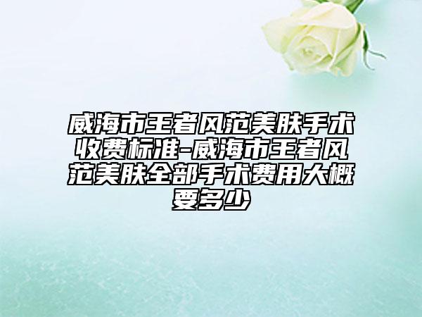 威海市王者风范美肤手术收费标准-威海市王者风范美肤全部手术费用大概要多少