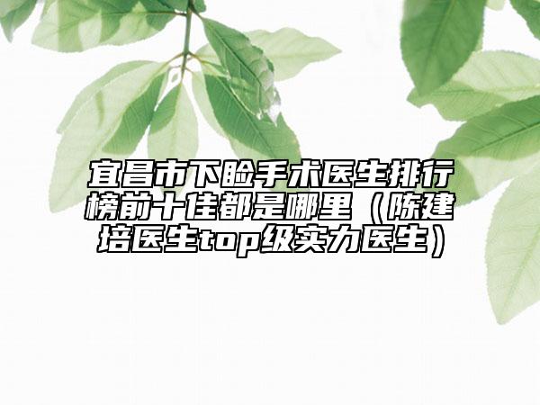 宜昌市下睑手术医生排行榜前十佳都是哪里（陈建培医生top级实力医生）