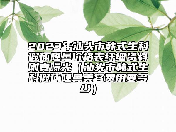 2023年汕头市韩式生科假体隆鼻价格表纤细资料刚竟曝光（汕头市韩式生科假体隆鼻美容费用要多少）