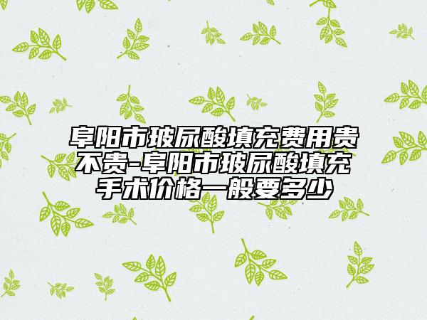 阜阳市玻尿酸填充费用贵不贵-阜阳市玻尿酸填充手术价格一般要多少