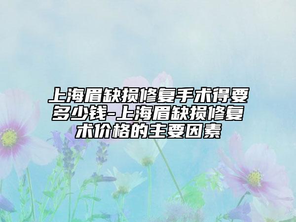 上海眉缺损修复手术得要多少钱-上海眉缺损修复术价格的主要因素