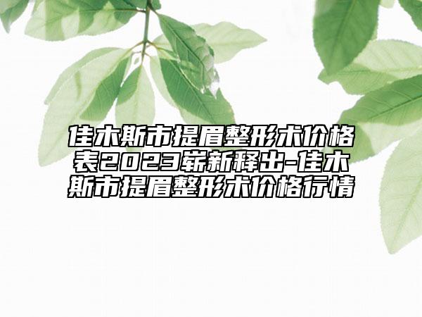 佳木斯市提眉整形术价格表2023崭新释出-佳木斯市提眉整形术价格行情
