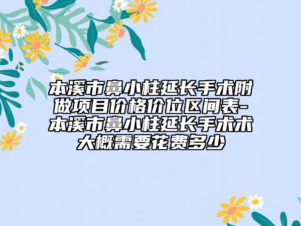 本溪市鼻小柱延长手术附做项目价格价位区间表-本溪市鼻小柱延长手术术大概需要花费多少