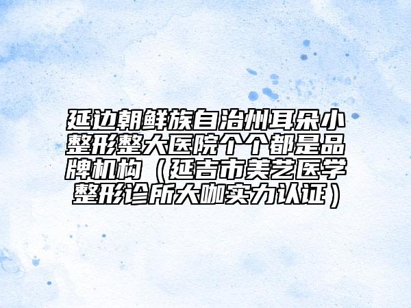 延边朝鲜族自治州耳朵小整形整大医院个个都是品牌机构（延吉市美艺医学整形诊所大咖实力认证）