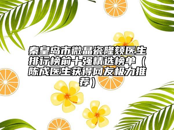 秦皇岛市微晶瓷隆颏医生排行榜前十强精选榜单（陈成医生获得网友极力推荐）