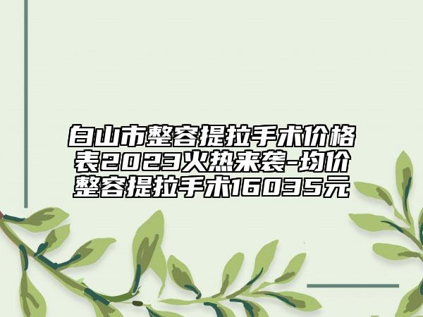 白山市整容提拉手术价格表2023火热来袭-均价整容提拉手术16035元